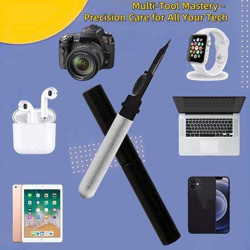 Earbud Cleaning Kit for Airpods Pro 1-3, Multi-Function Clean Pen with Soft Brush Flocking Sponge, Airpod Cleaner Kit for Bluetooth Earphones, Charging Box, Black in Saudi Arabia