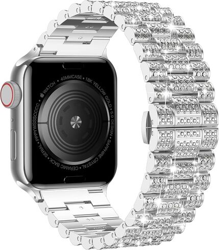 Wolait Dressy Bling Band Compatible With Apple Watch Bands 46mm 49mm 45mm 44mm 42mm 41mm 40mm 38mm, Diamond Metal iWatch Bands for Women Series 10 9 8 7 6 SE 5 All Series in Kuwait