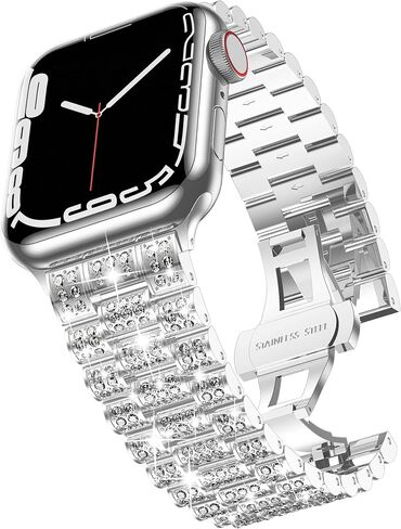 Wolait Dressy Bling Band Compatible With Apple Watch Bands 46mm 49mm 45mm 44mm 42mm 41mm 40mm 38mm, Diamond Metal iWatch Bands for Women Series 10 9 8 7 6 SE 5 All Series in Kuwait