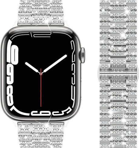 Wolait Dressy Bling Band Compatible With Apple Watch Bands 46mm 49mm 45mm 44mm 42mm 41mm 40mm 38mm, Diamond Metal iWatch Bands for Women Series 10 9 8 7 6 SE 5 All Series in Kuwait