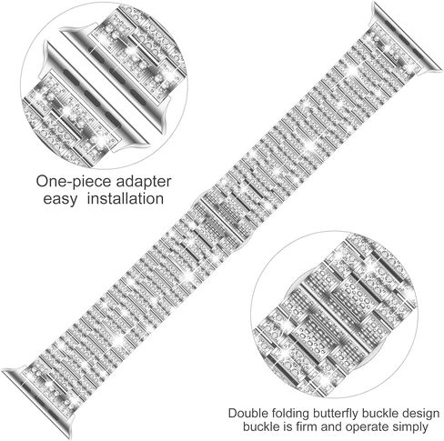 Wolait Dressy Bling Band Compatible With Apple Watch Bands 46mm 49mm 45mm 44mm 42mm 41mm 40mm 38mm, Diamond Metal iWatch Bands for Women Series 10 9 8 7 6 SE 5 All Series in Kuwait