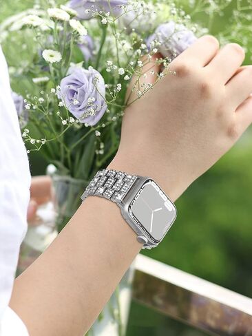 Wolait Dressy Bling Band Compatible With Apple Watch Bands 46mm 49mm 45mm 44mm 42mm 41mm 40mm 38mm, Diamond Metal iWatch Bands for Women Series 10 9 8 7 6 SE 5 All Series in Kuwait