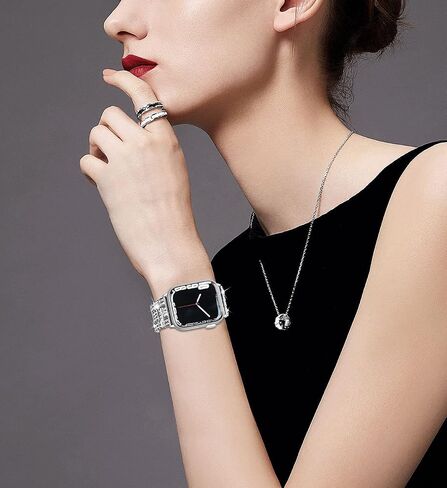 Wolait Dressy Bling Band Compatible With Apple Watch Bands 46mm 49mm 45mm 44mm 42mm 41mm 40mm 38mm, Diamond Metal iWatch Bands for Women Series 10 9 8 7 6 SE 5 All Series in Kuwait