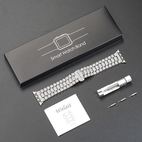 Wolait Dressy Bling Band Compatible With Apple Watch Bands 46mm 49mm 45mm 44mm 42mm 41mm 40mm 38mm, Diamond Metal iWatch Bands for Women Series 10 9 8 7 6 SE 5 All Series in Kuwait