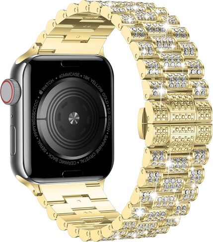Wolait Dressy Bling Band Compatible With Apple Watch Bands 46mm 49mm 45mm 44mm 42mm 41mm 40mm 38mm, Diamond Metal iWatch Bands for Women Series 10 9 8 7 6 SE 5 All Series in Kuwait
