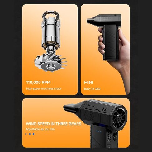Yoidesu Compressed Air Duster, 110,000RPM Super Power Cordless Air Duster, 3 Gear Adjustable with Fast Charging for Computer, Keyboard, House, Outdoor and Car in Saudi Arabia