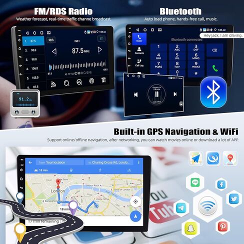 [4G+64G] Android 13 Car Stereo for Hyundai Sonata 2015-2017 with Wireless CarPlay Android Auto,9" Touchscreen Car Radio with Mirror Link Voice Control WiFi/GPS,Bluetooth,FM/RDS,SWC+Backup Camera in Kuwait