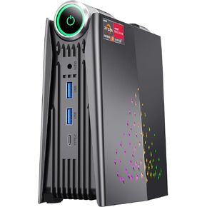 KAMRUI Mini Gaming PC, AMD Ryzen 7 5700U(up to 4.3Ghz) 16GB RAM 512GB NVME SSD, Mini Computer Small Gaming Desktop PC AMR5 3 Mode PERF Switch, RGB Light, Upgrade Capacity, 4K UHD, Type-C, WiFi6/BT5.2