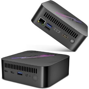 Blackview MP100 Mini PC Ryzen 7 5825U(8C/16T, Up to 4.5GHz), Mini Gaming PC 16GB RAM 512GB SSD NVME PCIe3.0 LPDDR4, Mini Desktop Computer 4K UHD/DP/RJ45 LAN/Wi-Fi6/BT 5.2/Type-C/USB 3.2/RGB Lights