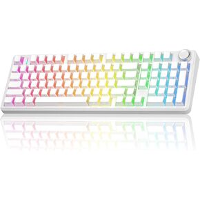 AULA F99 Pro Wireless Mechanical Keyboard-Silent Version,BT5.0/2.4GHz/USB-C Hot Swappable Custom Keyboard,Gasket Structure,Pre-lubed Linear Switches RGB Backlit Computer Gaming Keyboards,Black