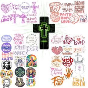 Inspiring Christian Faith Stickers – 50 Waterproof Vinyl Decals for Bible Study Supplies, Journals, Scrapbooks, Vision Boards, Laptops | Christian & Motivational Gifts for Women and Teens