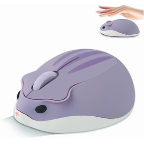 Cute Wireless Mouse,Hamster Mouse for Kids Girls Women, 2.4G 1200DPI Silent Mouse with USB Receiver, Animal Shape Portable Optical Cordless Mice for PC Laptop Tablet Computer Chromebook Gift (Purple)