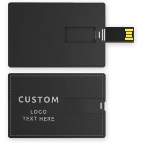 Custom Card USB Flash Drive, Personalized USB 2.0 Memory Stick Flash Drive with Your Logo or Text, Portable Black Card Flash Drive U Disk for External Data Storage (50PCS, 1GB)