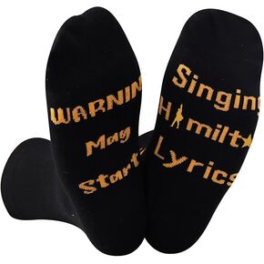 GJTIM Hamilton Gift Musical Gift Warning May Start Talking About Hamilton Lyrics Socks Funny Gift for Hamilton Fans (Singing Hamilton Lyrics) in Saudi Arabia