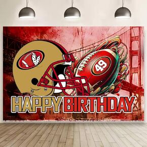 49 Birthday Party Backdrop,Football Party Decoration,49 Football Themed Birthday Banner Shoot Photo Backgrounds Props for Party 5x3ft.