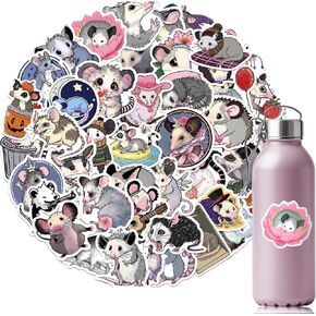 100 Pcs Opossum Stickers, Waterproof Possum Rat Stickers for Kids Boys Girls, Cute Funny Design for Water Bottles, Laptops, DIY Crafts