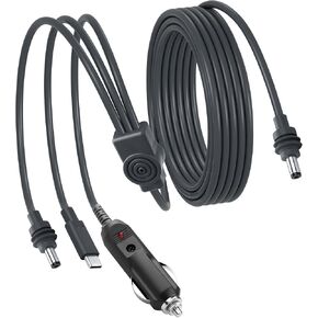 CERRXIAN 16.5FT Starlink Mini 3 in 1 DC Power Cable,100W 12V-24V DC Male to USB-C & Cigarette Lighter Plug Waterproof Extension Cable, Starlink Mini Power Accessories for Laptops, Camping