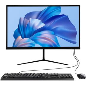 All-in-One Desktop Computer, 24" FHD N5095 16GB RAM, 512GB SSD Quad-Core, Wired Keyboard & Mouse, RGB Speaker (N5095/16G/512G) (Black)