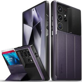 Vena Vcommute لـ Samsung Galaxy S25 Ultra (2025) Case ، [حماية قطرة من الدرجة العسكرية] حامل بطاقة غطاء جلدي مع Kickstand - Black