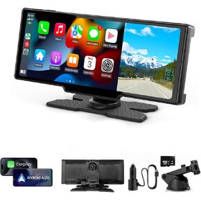 Portable Apple CarPlay & Android Auto Screen for Car | 4K Dash Cam | 10.26'' Touchscreen Car Stereo with Voice Control, Music Play, GPS Navigation, FM Transmitter & Mirror Link in Saudi Arabia