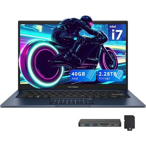 ASUS Vivobook 14" FHD Business Laptop, Intel i7-1355U, 16GB RAM, 800GB Storage(512GB SSD+288GB Docking Station Set), Intel UHD Graphics, Number Pad, Wi-Fi 5, 720p HD Camera, Win 11, Quiet Blue