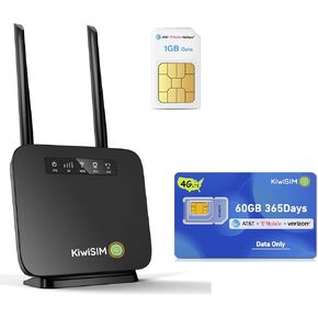 4G LTE WiFi Router with 1GB Data + 4G SIM Data Card 60GB for 365 Days