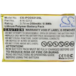 XSP Replacement Battery 616-0212 MN I POD Shuffle I POD Shuffle MB523LL/A I POD Shuffle MB686LL/A I POD Shuffle MB519LL/A 250mAh