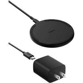 Belkin Wireless Charging Pad 15W - Qi Charger, Charging Station for Apple iPhone 16, iPhone 15/14/13 Series, AirPods, Samsung Galaxy S25, Galaxy S24, Pixel - Power Supply and Cable Included - Black