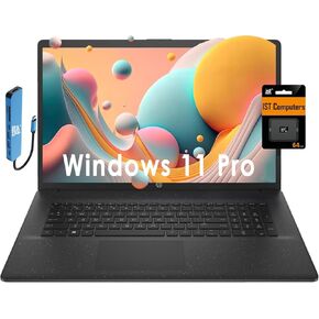 HP 17 LAPTOP (17.3 "FHD Anti-Glare ، Intel 10-Core I7-1255U ، 64GB RAM ، 2TB SSD) كمبيوتر محمول منزلي وتجاري ، عمر بطارية طويلة ، Numpad ، شحن سريع ، كاميرا ويب ، Wi-Fi ، IST Hub & SD Card ، Win 11 Pro ، Black