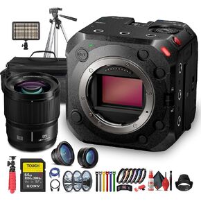 Panasonic Lumix BS1H Full-Frame Box Cinema Camera | 6K Sensor, 14+ Stops Dynamic Range, V-Log, 4:2:2 10-Bit (DC-BS1H) S 85mm Lens + 64GB Memory Card + Case + LED Light + More