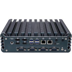 HUNSN Fanless Industrial PC, Mini Computer, IPC, Core I5 1235U, IX12, 4 x HDMI, 2 x LAN, 4 x COM COM1/2 for RS232/RS485, TPM2.0, Barebone, NO RAM, NO Storage, NO System