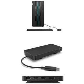 Lenovo IdeaCentre Gaming 5i Desktop, Intel i5, RTX 3050, 8GB RAM, 512GB SSD Bundle with USB-C Dual Display Travel Dock