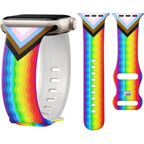 wipalor Pride Rainbow Band Fit Apple Watch Bands for Women 42mm 41mm 40mm 38mm, Sport Silicone iWatch Bands for Rainbow iPhone Watch Series 10 9 8 7 SE 6 5 4 3 2 1-Pride