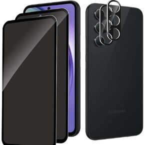 2+2 حزمة شاشة شاشة الخصوصية لـ Samsung Galaxy S24 Fe مع واقي عدسة كاميرا 2 حزمة ، وتغطية كاملة لفيلم زجاجية مضادة للتجسس ، وسلاسة 9 ساعات ، وخالية من الفقاعة ، وسهلة التثبيت