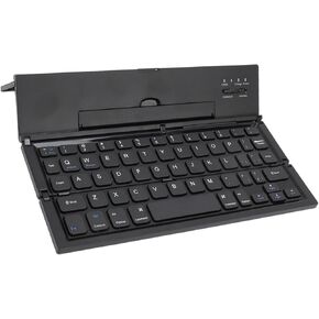 Zunate Portable Bluetooth Keyboard, Foldable Keyboard with Stand, Aluminum Alloy Shell, 185mAh Rechargeable Multi Device Keyboard for Tablets Laptops Smartphones