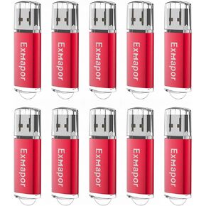 USB 2.0 Flash Drives Small Capacity Thumb Pen Drives 10 Pack (64MB, Red)