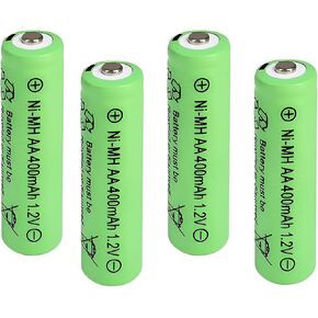 AA 400mAh 1.2v NiMh Rechargeable Solar Light Batteries, Double A Battery for Garden Solar-Power Lights, String Lamps, Lawn Light, Alam Clock, 4 Pack Pre-Charged AA Battery