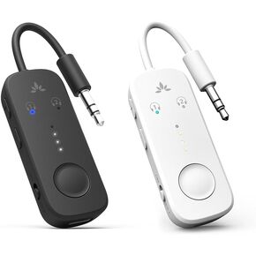 Avantree Relay - 2 Pack of Airplane Bluetooth 5.3 Adapter, Supports 2 AirPods or Headphones with aptX Adaptive & Low Latency, 3.5mm AUX Jack Wireless Audio Transmitter for Planes, Airline, Travel, TV