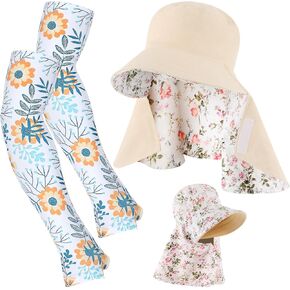 2 PCS Sun Hat Gardening Farmer Arm Sleeves Women Upf 50 Sun Protection Hat Summer Outdoor Neck Ruck Right Flap Pontail Breim Beach Beach Colorful