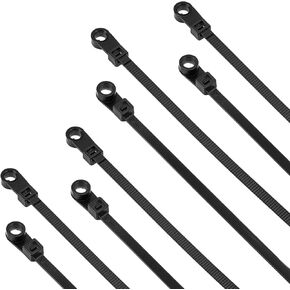 50 PCS Black Zip Ties with Screw Hole, Multipurpose Nylon Cable Zip Ties Plastic Mountable Head Cable Cord Management for Indoor Outdoor Home Office Daily Fastening