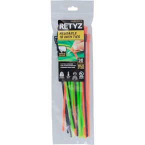 Retyz Retyz Cable Ties Combo Pack ، حزمة 30 ، قوة شد 50 رطل ، 10 بوصة ، متعددة الألوان (أسود ، برتقالي فلوري ، أخضر فلوريسنت) ، روابط zip الثقيلة ، قابلة لإعادة الاستخدام ، حاصلة على براءة اختراع سريعة.