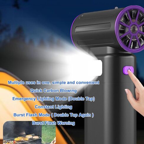 GLOGLOW Electric Air Duster USB Rechargeable High Speed Air Blower Airflow Portable Compressed Air Duster with LED Light for Pet Drying Keyboard Cleaning Outdoor Camping (Black) in Saudi Arabia