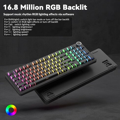 AULA F99 Pro Wireless Mechanical Keyboard-Silent Version,BT5.0/2.4GHz/USB-C Hot Swappable Custom Keyboard,Gasket Structure,Pre-lubed Linear Switches RGB Backlit Computer Gaming Keyboards,Black in Kuwait