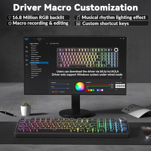 AULA F99 Pro Wireless Mechanical Keyboard-Silent Version,BT5.0/2.4GHz/USB-C Hot Swappable Custom Keyboard,Gasket Structure,Pre-lubed Linear Switches RGB Backlit Computer Gaming Keyboards,Black in Kuwait