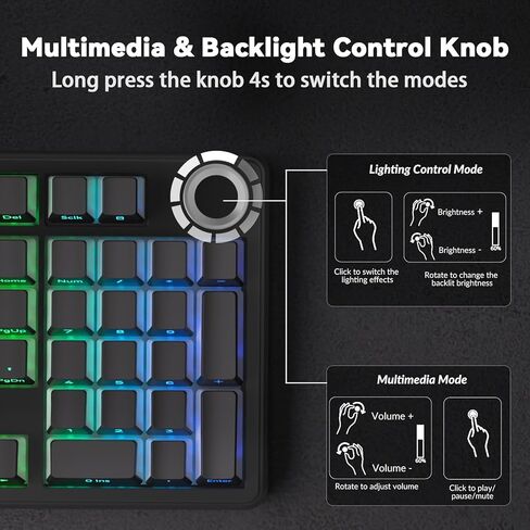 AULA F99 Pro Wireless Mechanical Keyboard-Silent Version,BT5.0/2.4GHz/USB-C Hot Swappable Custom Keyboard,Gasket Structure,Pre-lubed Linear Switches RGB Backlit Computer Gaming Keyboards,Black in Kuwait