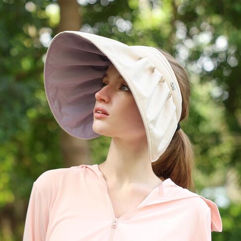 Sun Visor Hat for Women Wide Brim Foldable UPF 50+ UV Protection Beach Cap Roll Up Packable Ponytail Shell Hats SLH3M433 in Saudi Arabia