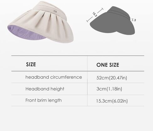 Sun Visor Hat for Women Wide Brim Foldable UPF 50+ UV Protection Beach Cap Roll Up Packable Ponytail Shell Hats SLH3M433 in Saudi Arabia