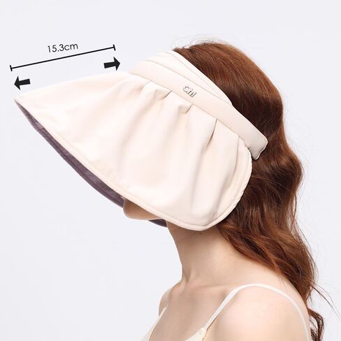 Sun Visor Hat for Women Wide Brim Foldable UPF 50+ UV Protection Beach Cap Roll Up Packable Ponytail Shell Hats SLH3M433 in Saudi Arabia