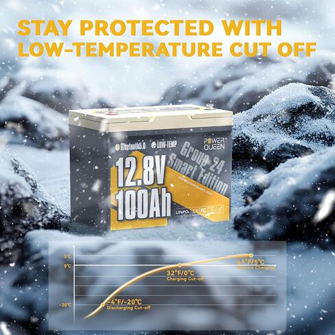 Power Queen 2Pack Bluetooth 12V 100ah LifePo4 بطارية ، المجموعة 24 بطارية ليثيوم Deep Cycle Lithium Max. طاقة الإخراج 1280W ، 100A BMS مع حماية قطع منخفضة للإيقاع للربح الرصاص ، ومحركات التصيد ، والنظام الشمسي in Kuwait