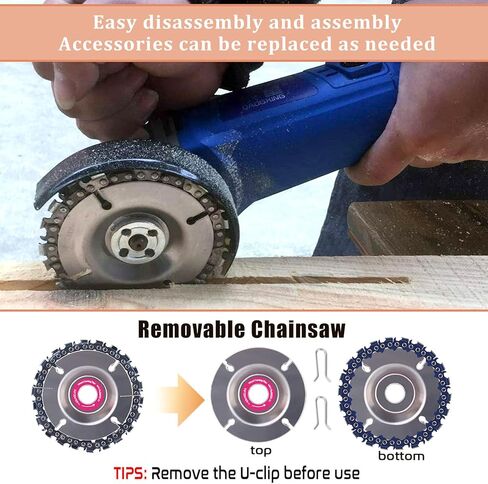 مجموعة أقراص نحت الخشب 5 قطع لمطحنة زاوية 4 بوصة أو 4 1/2 بوصة مع مفتاح ربط، قرص عجلة طحن أداة الجذع مع تجويف 7/8 بوصة، مرفقات عجلة قرص صنفرة النجارة لقطع وتشكيل وتلميع النحت in Kuwait